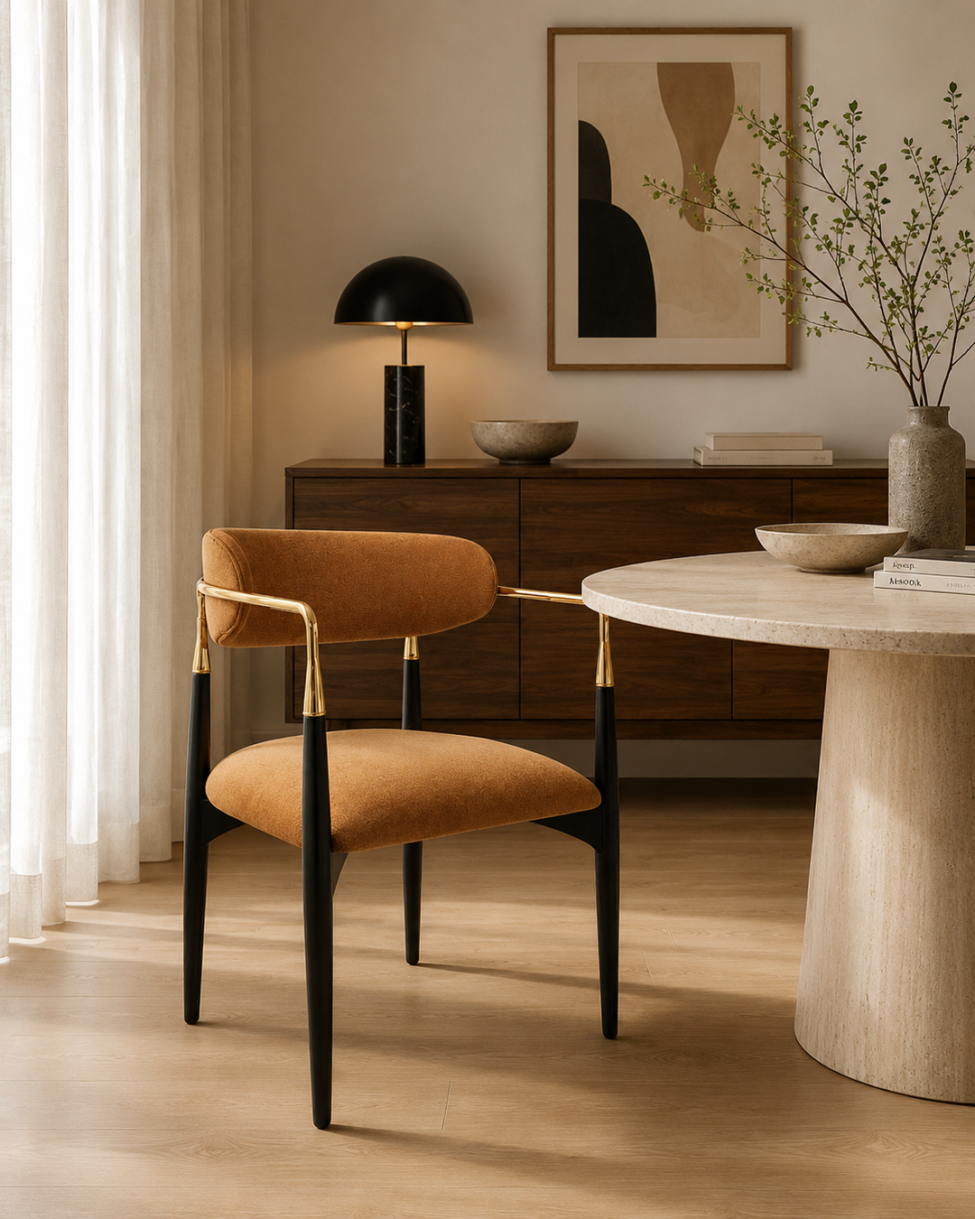 Golden Hand Dining Chair | Caramel
