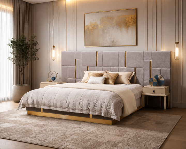 Laurent Bed | Velvet Grey