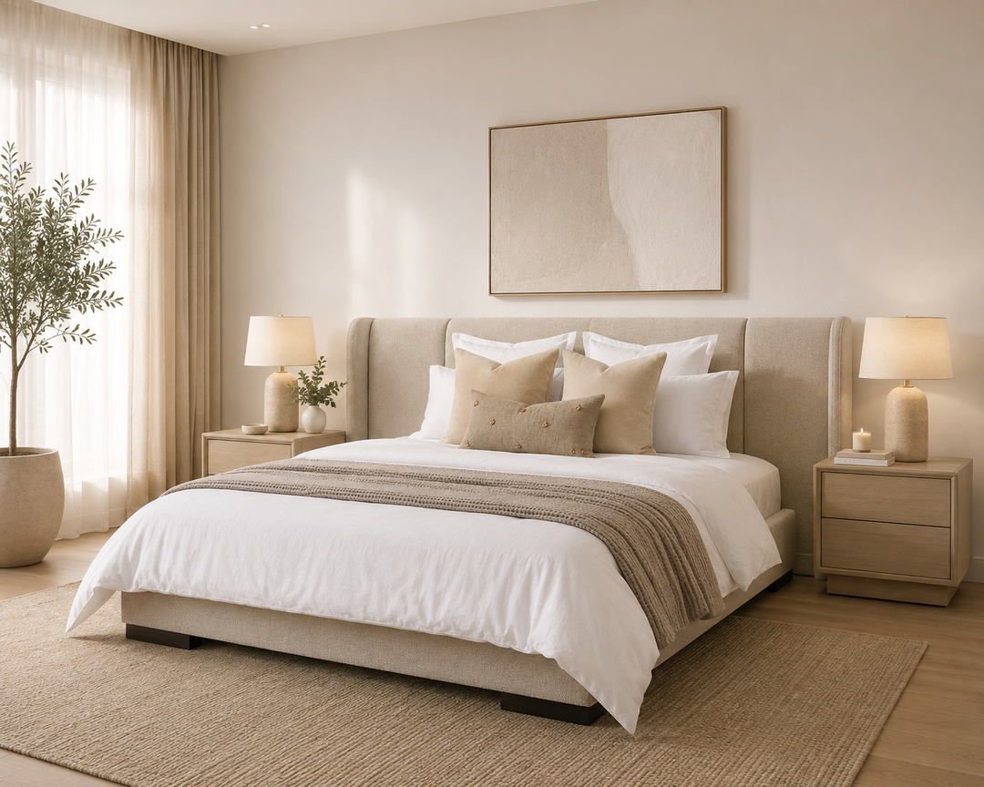 Bexley Bed (with wing) | Oatmeal