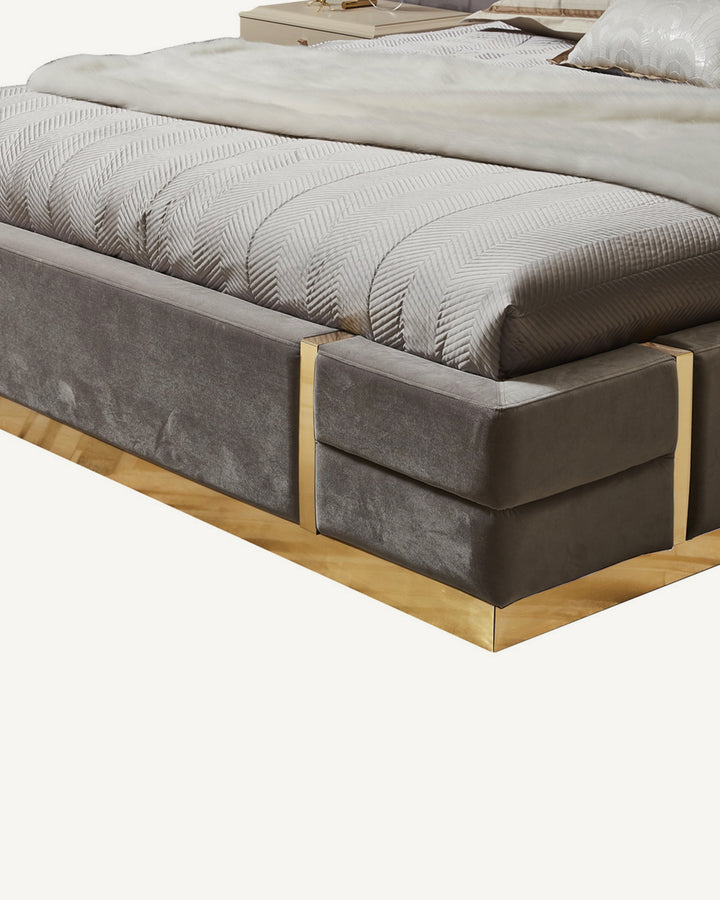 Laurent Bed | Velvet Grey